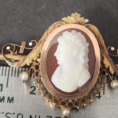 Antique Cameo Brooch and Earings Set