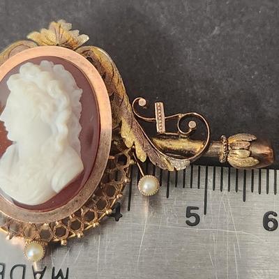 Antique Cameo Brooch and Earings Set