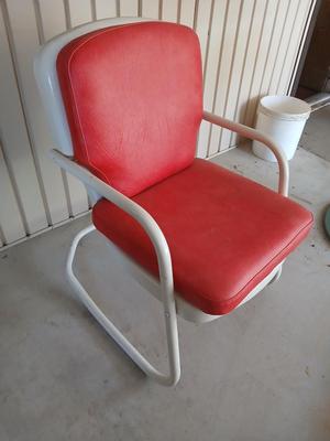 Vintage metal Red cushioned Spring / Rocking Chair - This one rocks!