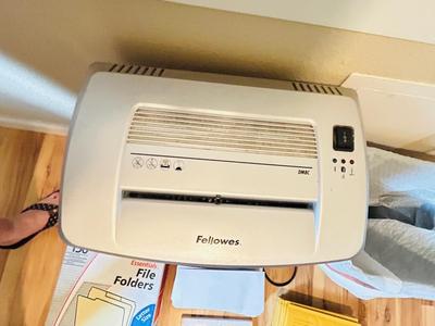 FELLOWS PAPER SHREDDER, WASTE CAN, PADDED ENVELOPES AND LEGAL SIZE, PRINTER PAPER AND FILE FOLDERS