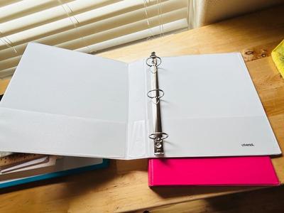 PHILLIPS AUDIO PLAYER, BUSINESS CARD HOLDER, DRAFTING STENCILS, 3 RING BINDERS, MINI SPEAKER, DRY ERASE BOARD AND OTHER SUPPLIES