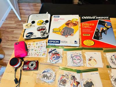 NIKON COOL PIX L22 DIGITAL CAMERA, STICKERS, AND PHOTO PAPER