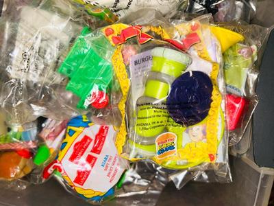 MCDONALD. AND BURGER KING KIDS MEAL TOYS IN PACKAGES