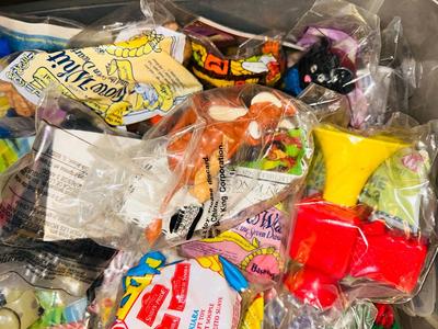 MCDONALD. AND BURGER KING KIDS MEAL TOYS IN PACKAGES