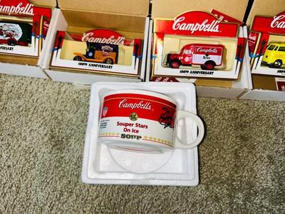 100th ANNIVERSARY CAMPBELL’S SOUP DIE CAST TRUCKS, & SOUPER STARS ON ICE BOWL