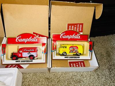 100th ANNIVERSARY CAMPBELL’S SOUP DIE CAST TRUCKS, & SOUPER STARS ON ICE BOWL