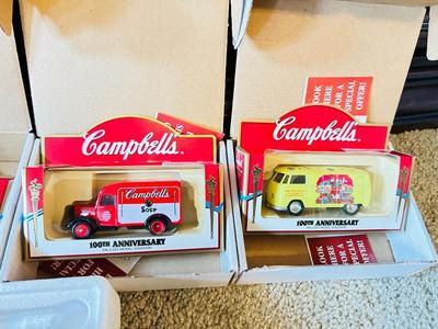 100th ANNIVERSARY CAMPBELL’S SOUP DIE CAST TRUCKS, & SOUPER STARS ON ICE BOWL