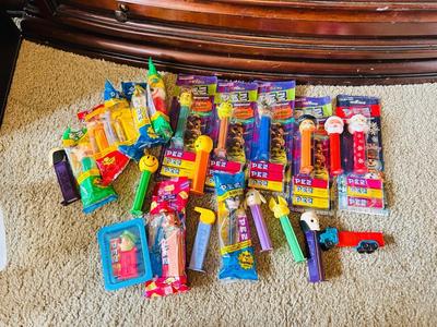 SHREK CHARACTERS AND AN ASSORTMENT OF OTHER PEZ DISPENSERS IN-&-OUT OF PACKAGES