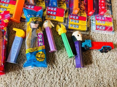 SHREK CHARACTERS AND AN ASSORTMENT OF OTHER PEZ DISPENSERS IN-&-OUT OF PACKAGES