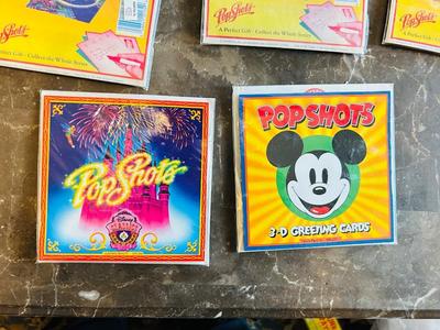 1975 MICKEY MOUSE TOP WORKS GREAT! AND ASSORTMENT OF NEAT POP UP DISNEY GREETING CARDS