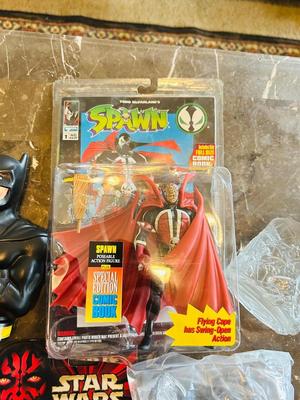 LIMITED 100th EDITION BATMAN, SPAWN ACTION FIGURES, VTG BATMAN & SPIDER-MAN BANKS AND OTHER MARVEL TOYS