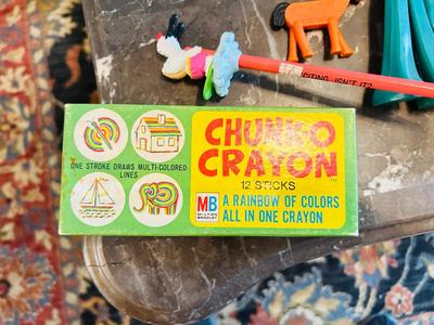 A VARIETY OF DIFFERENT TOYS AND OTHER ITEMS EVEN AN INFLATABLE SINCLAIR DINOSAUR