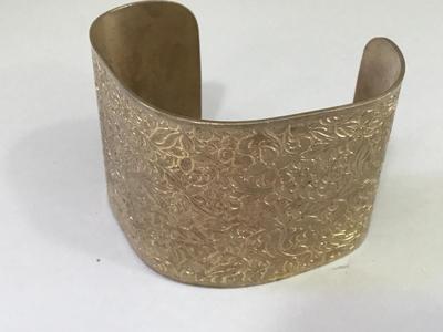 Gold Tone Etched Cuff Vintage