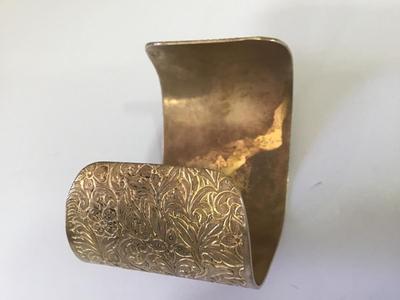 Gold Tone Etched Cuff Vintage