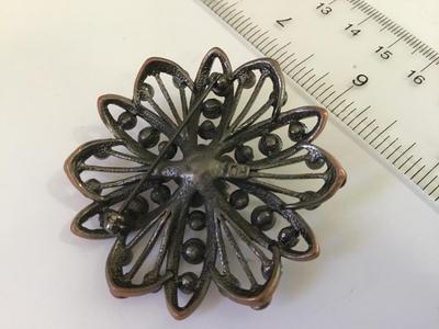 Copper and pink Tone Brooch marked