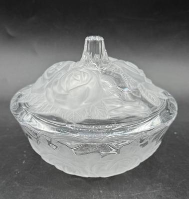 Vintage Mikasa Studio Nova Frosted Roses Lidded Candy / Trinket Bow