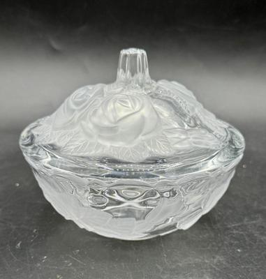Vintage Mikasa Studio Nova Frosted Roses Lidded Candy / Trinket Bow