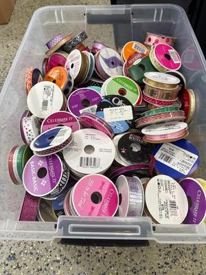 Tote of craft ribbons