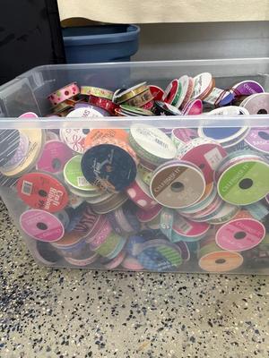 Tote of craft ribbons