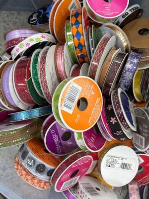 Tote of craft ribbons
