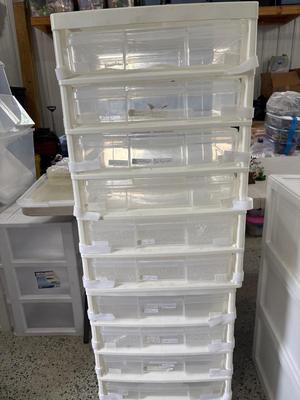 Two sets plastic storage drawers