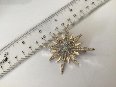 Gold Silver Tone Starburst Brooch
