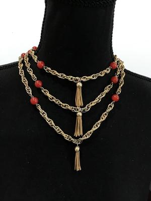 Vintage multi layer tassel necklace