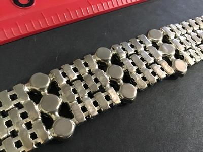 Wide Vintage Clear Rhinestone Locking Bracelet