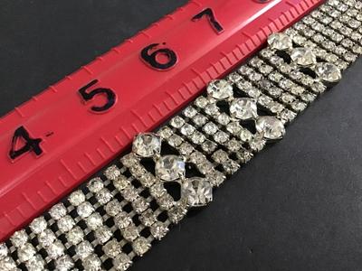 Wide Vintage Clear Rhinestone Locking Bracelet