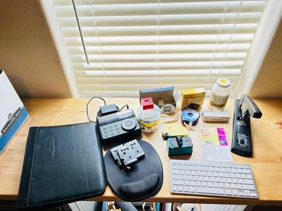 BROTHER LABEL MAKER, BLUETOOTH WIRELESS KEYBOARD, 120 SHEET STAPLER, INVISIBLE TAPE, AND MORE!