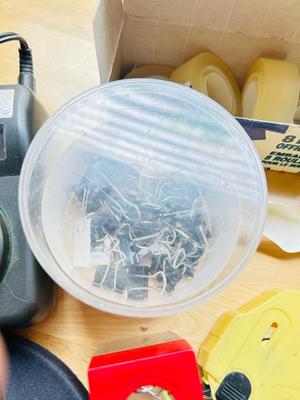 BROTHER LABEL MAKER, BLUETOOTH WIRELESS KEYBOARD, 120 SHEET STAPLER, INVISIBLE TAPE, AND MORE!