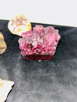 PETRIFIED WOOD, RED JASPER, PURPLE ALUMITE CRYSTAL CLUSTER, AND OTHER MINERALS
