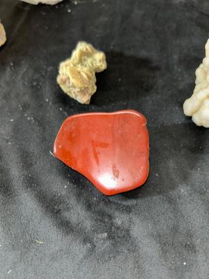 PETRIFIED WOOD, RED JASPER, PURPLE ALUMITE CRYSTAL CLUSTER, AND OTHER MINERALS