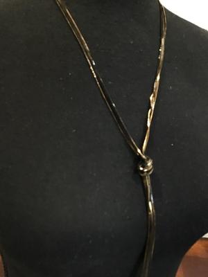 Black and Gold Tassel Lariat Necklace