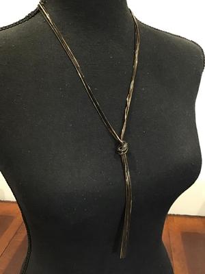 Black and Gold Tassel Lariat Necklace
