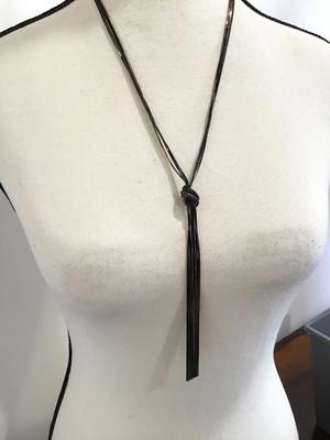 Black and Gold Tassel Lariat Necklace