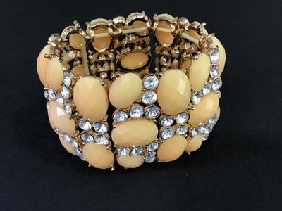 Peach and Rhinestones Bracelet
