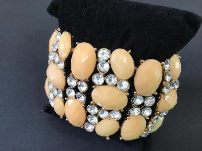 Peach and Rhinestones Bracelet