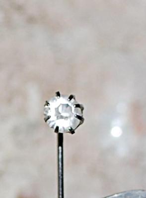 Tiny Clear Stone PIN (2¼" L) on a Brass-Style Setting