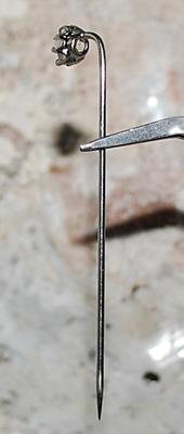Tiny Clear Stone PIN (2¼" L) on a Brass-Style Setting