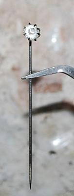 Tiny Clear Stone PIN (2¼" L) on a Brass-Style Setting