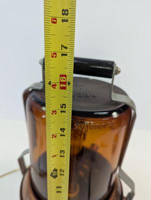 Artist Signed Vintage Vapor-All Vaporizer Steam Electric Dark Amber Glass Table Lamp Worked!