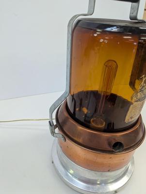 Artist Signed Vintage Vapor-All Vaporizer Steam Electric Dark Amber Glass Table Lamp Worked!