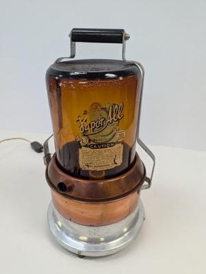 Artist Signed Vintage Vapor-All Vaporizer Steam Electric Dark Amber Glass Table Lamp Worked!