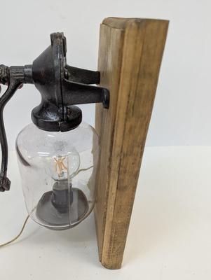 Vintage Wall Mount Coffee Grinder Lamp Worked!