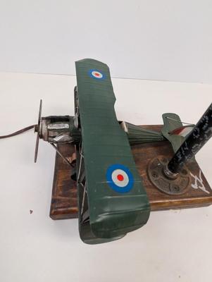 Artist Signed Vintage Bi-Wing Airplane Table Lamp Untested