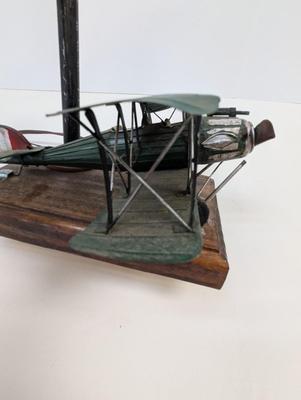 Artist Signed Vintage Bi-Wing Airplane Table Lamp Untested