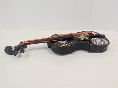 Day Of The Dead Multi-Colored Violin Plastic Strings Folk Art Hand Painted