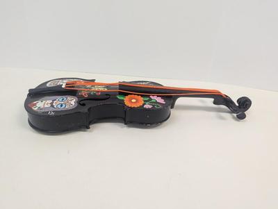 Day Of The Dead Multi-Colored Violin Plastic Strings Folk Art Hand Painted