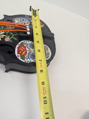 Day Of The Dead Multi-Colored Violin Plastic Strings Folk Art Hand Painted